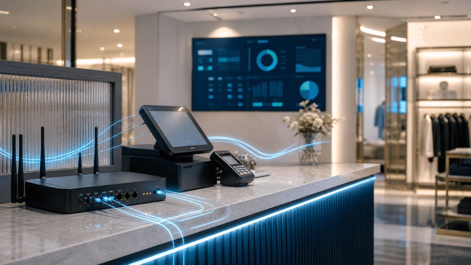 Retail network resilience dashboard showing 5G failover retail connectivity for POS uptime and store operations.